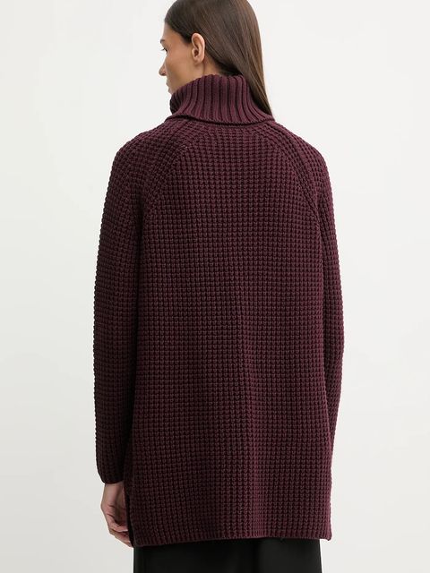 Marc O'Polo sweter damski kolor bordowy ciepły z golfem 5000007659