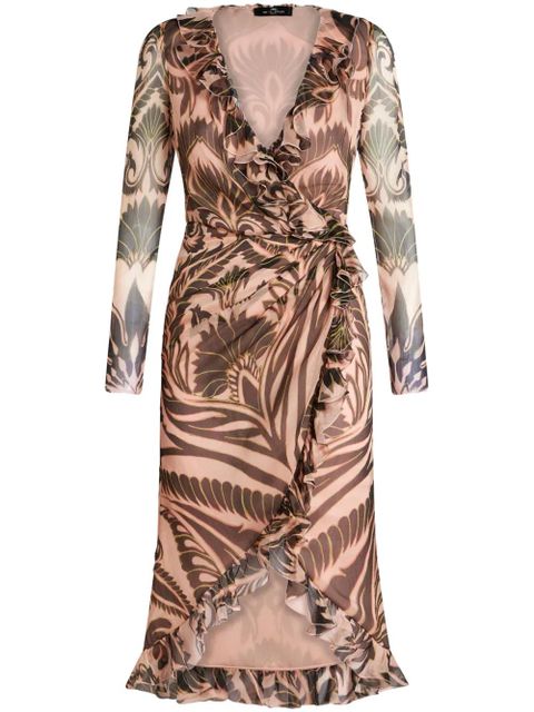 ETRO graphic-print silk dress - Brown - zdjęcie produktu nr 1