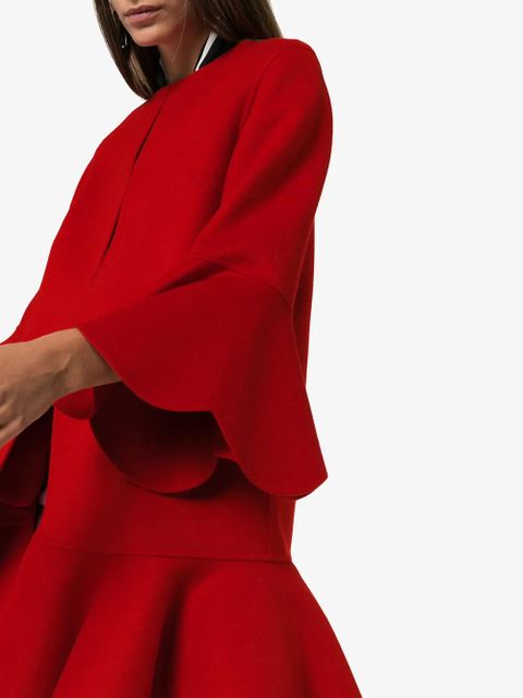 Valentino Garavani collarless ruffled coat - Red