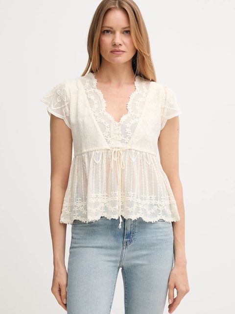 Hoss Intropia bluzka damska kolor beżowy wzorzysta 5872098 - zdjęcie produktu nr 1