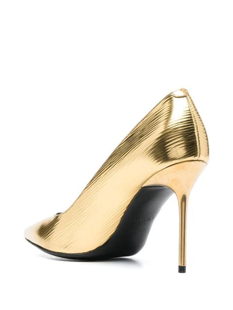 Balmain 100mm metallic pointed-toe pumps - Yellow - zdjęcie produktu nr 2