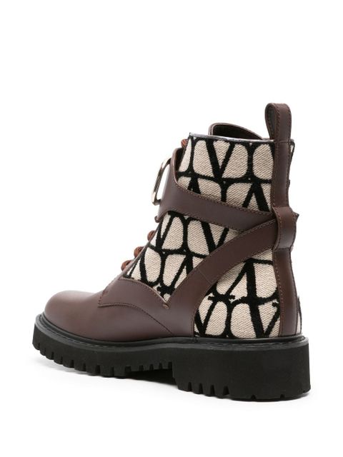 Valentino Garavani Toile Iconograph combat boots - Brown - zdjęcie produktu nr 2