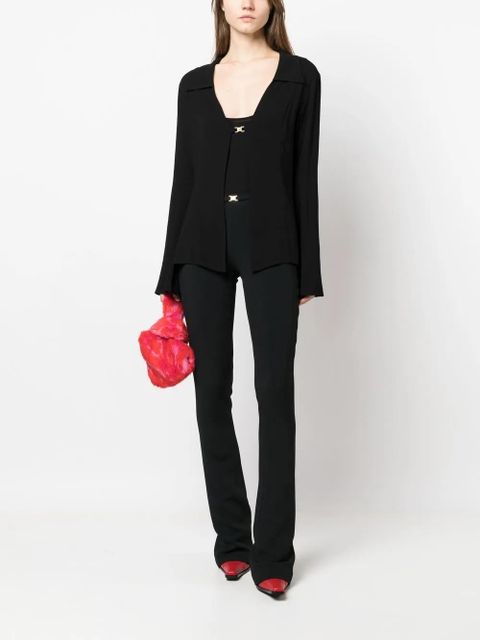 Blumarine logo-buckle flared trousers - Black