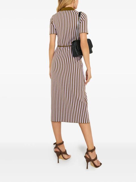 Tory Burch striped collared midi dress - Brown