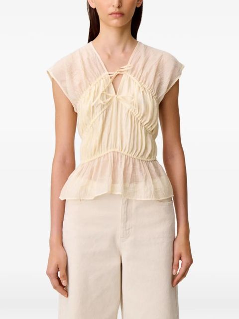 Claudie Pierlot tie-detail gathered blouse - Neutrals