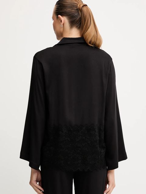 HUGO koszula piżamowa damska kolor czarny koronkowa 50549982