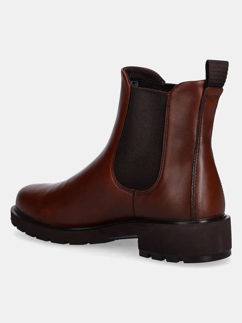 Ecco sztyblety skórzane Metro Vienna Chelsea damskie kolor brązowy na płaskim obcasie 231323-01014