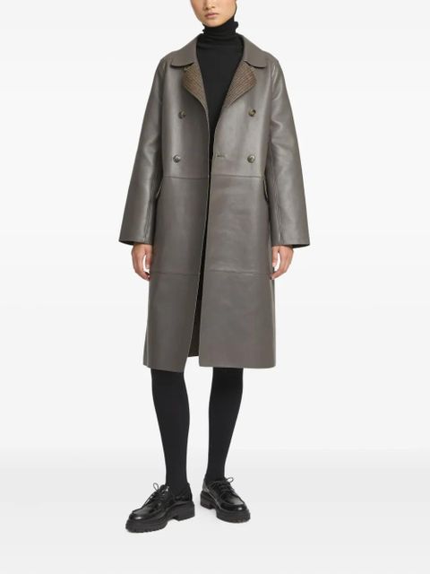 Yves Salomon double-breasted leather coat - Grey - zdjęcie produktu nr 2