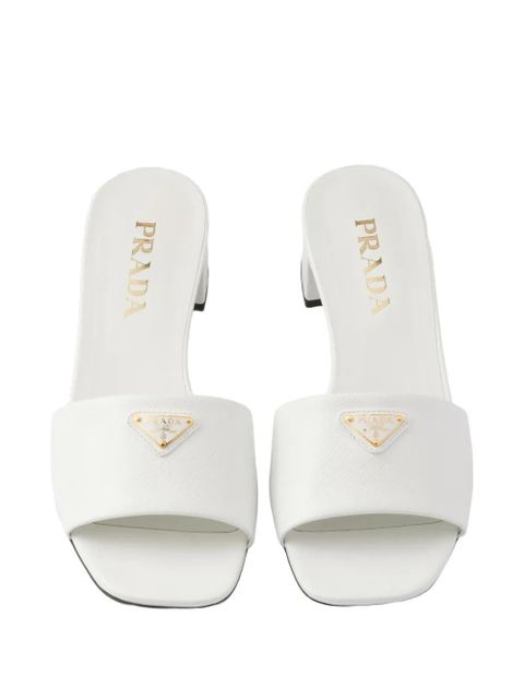 Prada Saffiano patent leather sandals - White