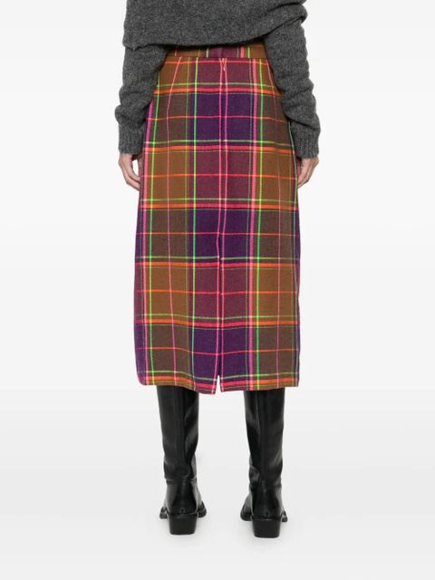 Anna Sui plaid-pattern midi skirt - Purple
