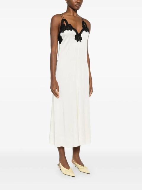 Jil Sander lace-trimmed midi dress - Neutrals