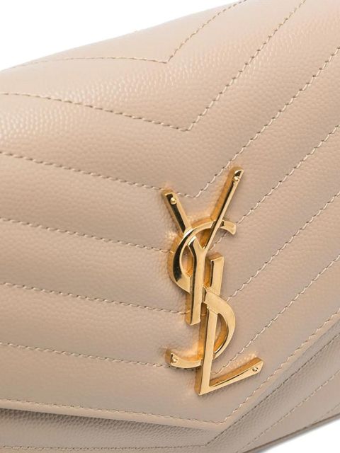Saint Laurent Cassandre chevron logo leather shoulder bag - Neutrals