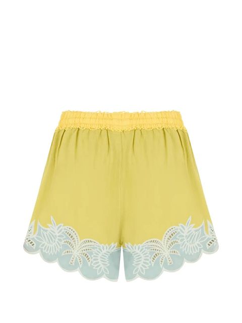 FARM Rio embroidered scalloped-hem mini shorts - Yellow - zdjęcie produktu nr 2