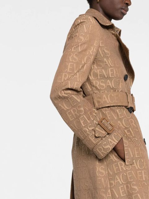 Versace Versace Allover-jacquard trench coat - Brown