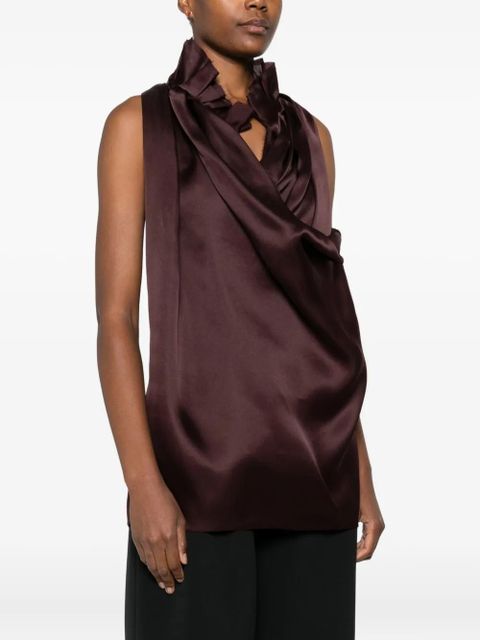 KHAITE Meegan draped top - Brown