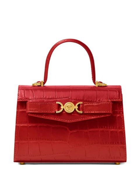 Versace small crocodile-embossed top-handle bag - Red - zdjęcie produktu nr 1