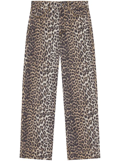 GANNI leopard print denim trousers - Brown - zdjęcie produktu nr 1