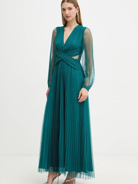 Twinset sukienka kolor turkusowy maxi rozkloszowana 252TT2021