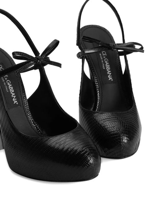 Dolce & Gabbana 105mm bow textured pumps - Black