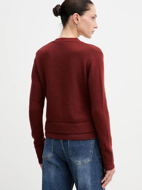 Sisley kardigan z dodatkiem wełny damski kolor pomarańczowy lekki 122WL602S