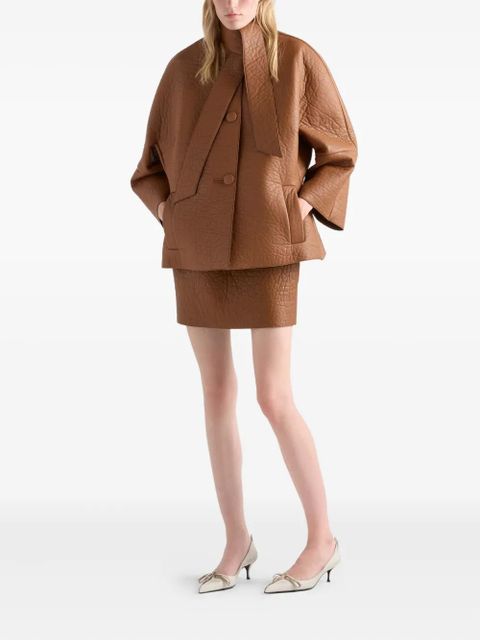 Prada textured leather mini skirt - Brown
