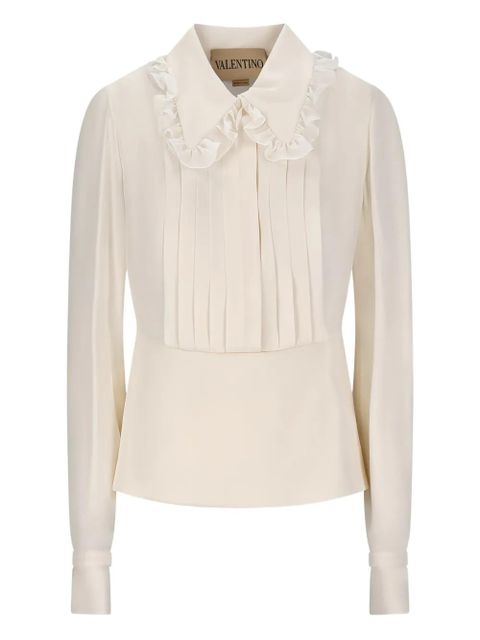 Valentino Garavani ruffled pleated top - Neutrals - zdjęcie produktu nr 1
