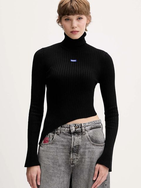 Hugo Blue sweter damski kolor czarny lekki z golfem 50548163 - zdjęcie produktu nr 1