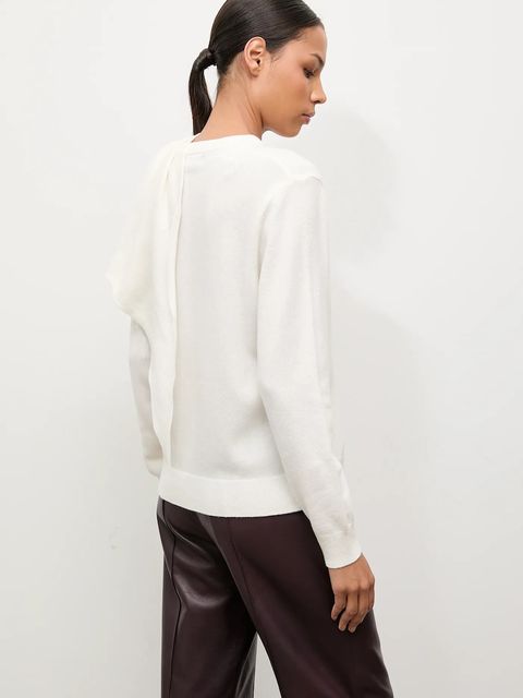 Answear.LAB sweter z wełny merino z apaszką damski kolor beżowy lekki - zdjęcie produktu nr 2