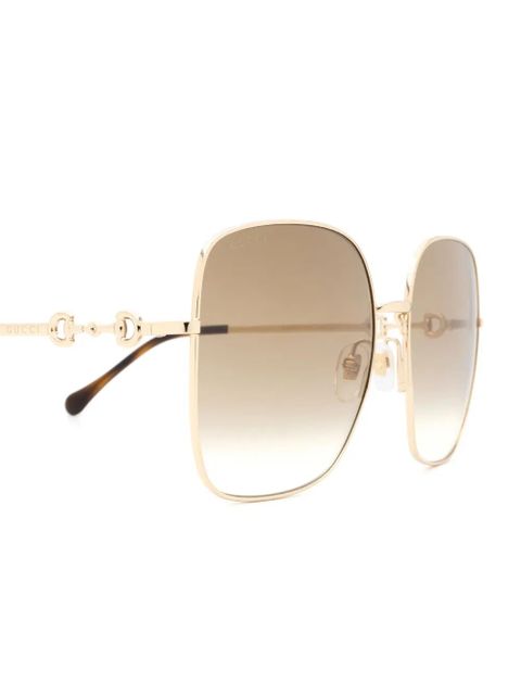 Gucci Eyewear horsebit-embellished oversized sunglasses - Gold