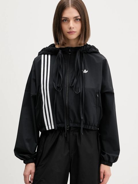 adidas Originals bluza Ribbon Off Placed 3 Stripes Tracktop damska kolor czarny z kapturem z aplikacją JX2698 - zdjęcie produktu nr 1