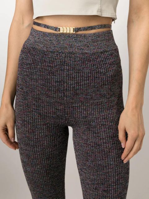 GCDS lurex-detailing flared knitted trousers - Purple