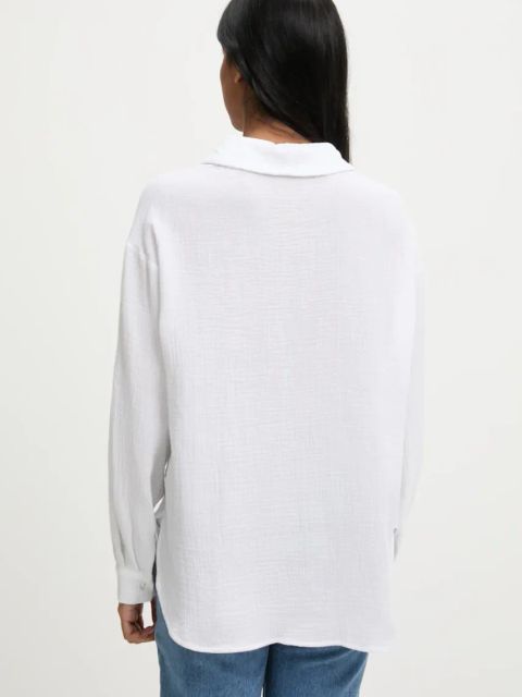 Answear.LAB koszula bawełniana damska kolor biały relaxed z kołnierzykiem klasycznym