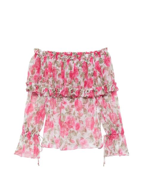 Chloé floral-print ruffled blouse - Pink - zdjęcie produktu nr 1