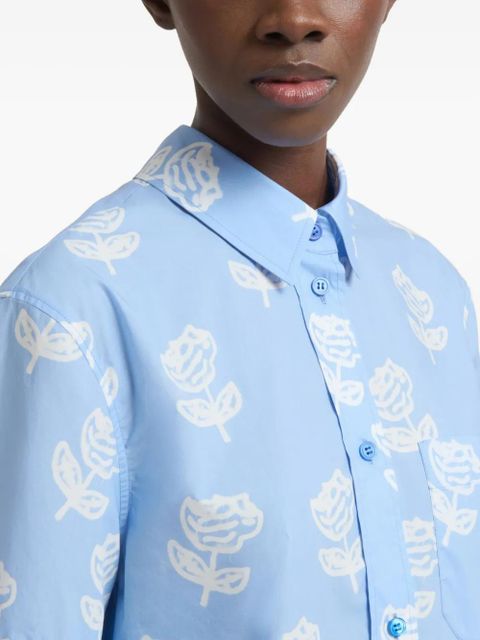 Marni Sprayed Roses-print shirt - Blue