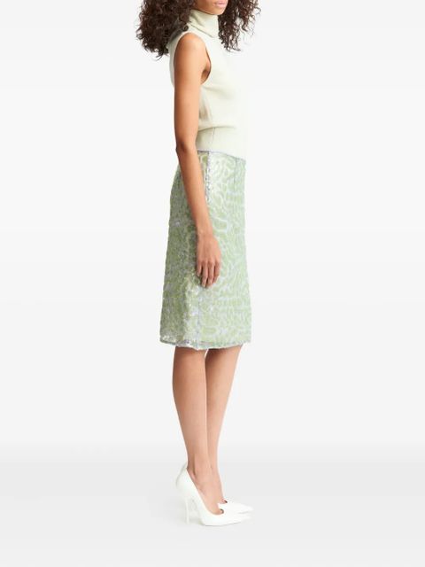 16Arlington Elice lace sequinned midi skirt - Green