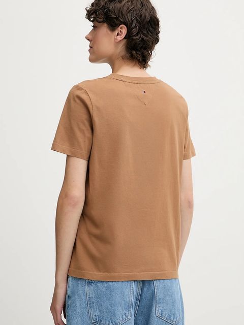 Tommy Hilfiger t-shirt bawełniany damski kolor brązowy WW0WW45626 - zdjęcie produktu nr 2