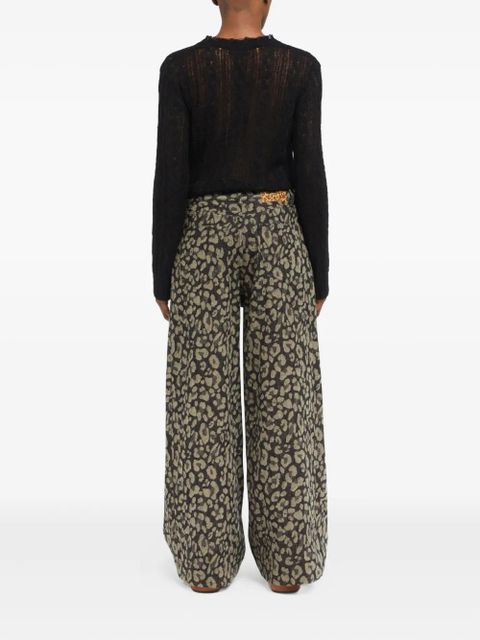 Alanui Seattle pleated leopard-print jeans - Neutrals