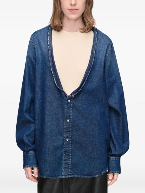 Maison Margiela Folded Collar Denim Shirt - Blue