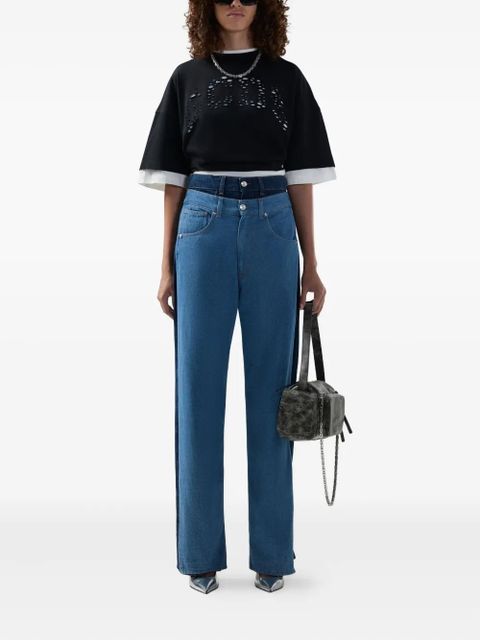 GCDS perforated layered T-shirt - Black