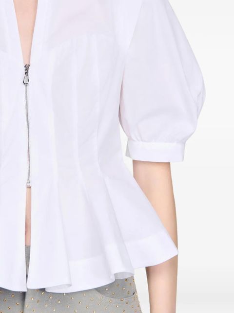 SANDRO zip-up peplum shirt - White