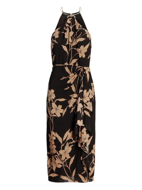 Lauren Ralph Lauren floral metal-necklace midi dress - Black - zdjęcie produktu nr 1
