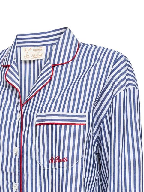 MC2 Saint Barth striped-pattern piping-detailing shirt - Blue