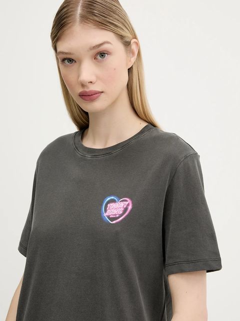 Tommy Jeans t-shirt bawełniany damski kolor szary DW0DW21358