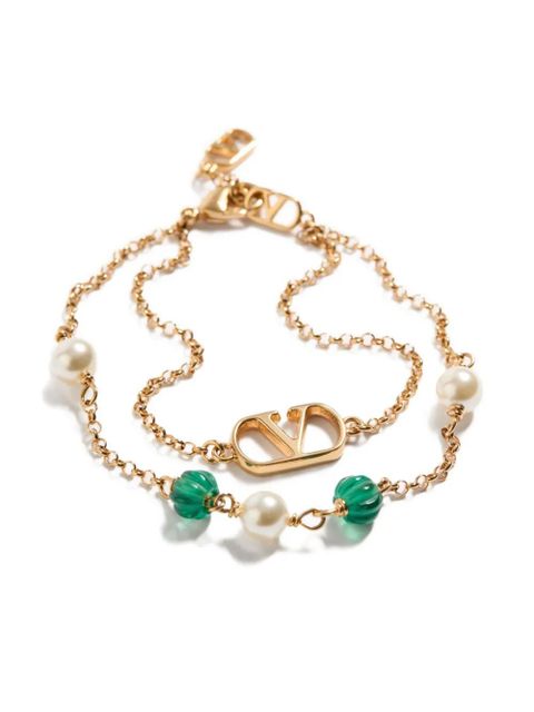 Valentino Garavani gold-tone logo bracelet - ALS GOLD/GREEN