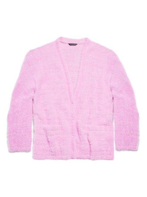 Balenciaga logo-jacquard faux-fur cardigan - Pink - zdjęcie produktu nr 1