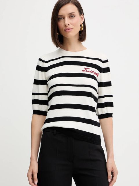 Twinset sweter z domieszką kaszmiru damski kolor czarny lekki 252TP3090 - zdjęcie produktu nr 1