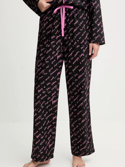 Dkny piżama bawełniana kolor czarny bawełniana YI90085