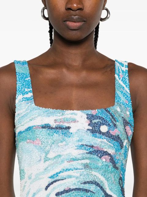 STAUD Le Sable tidal-wave sequin mini dress - Blue