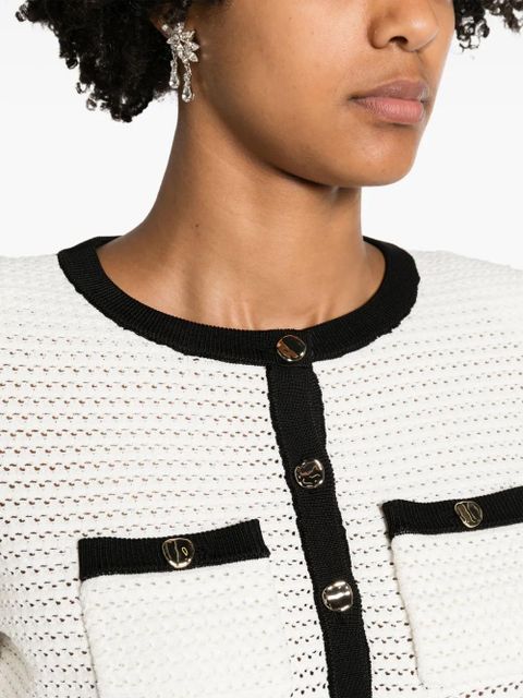 Self-Portrait pointelle-knit cropped cardigan - White - zdjęcie produktu nr 2