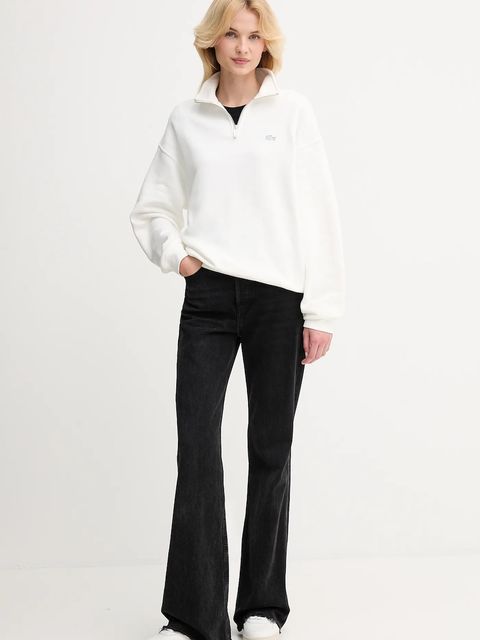 Lacoste bluza bawełniana kolor beżowy gładka SH7759